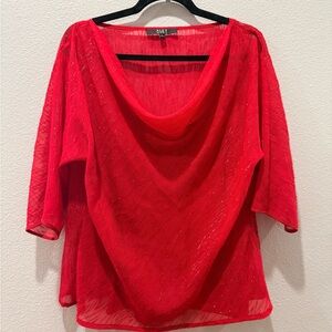 ❤️ Alex Marie Red Cowl Neck Blouse w/ Camisole & Sparkly Detail – Size L ❤️